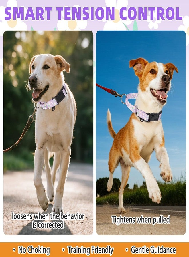 كولتيل طوق مارتينجال من كولتيل للكلاب، طوق نايلون مبطن ناعم شديد التحمل للكلاب الصغيرة والمتوسطة والكبيرة، طوق تدريب جرو عريض قابل للتعديل ومتين بدون شد، بتصميم منقوش، مناسب للذكور والإناث، بنفسجي متوسط - Image 2